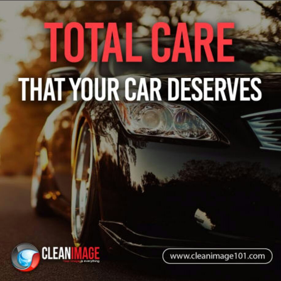 a poster having a black car image in the background mentioning total car care services