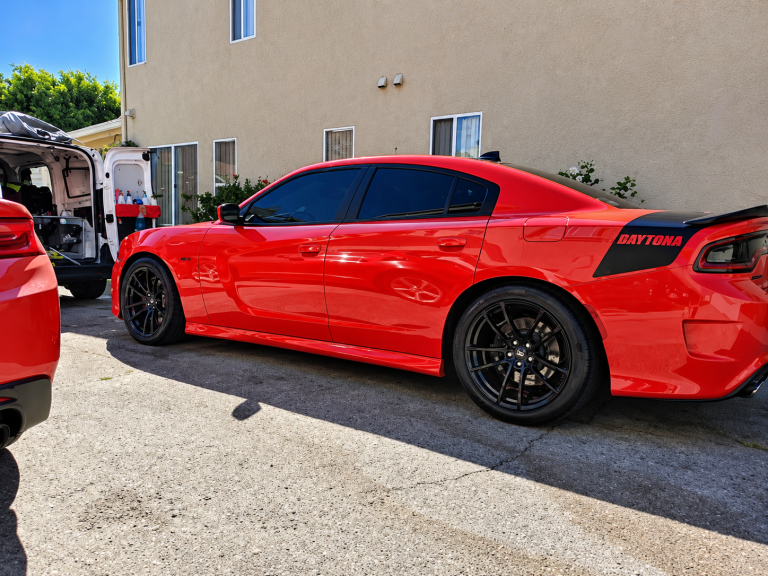 Glossy Red Charger Daytona Detailing Scene