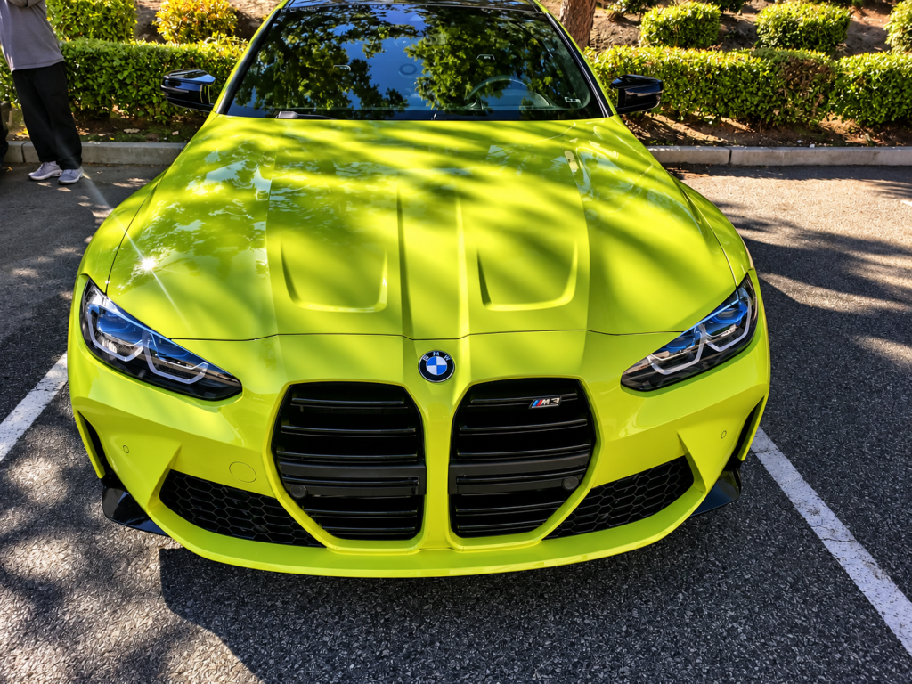 Glossy lime green BMW M3 paintwork