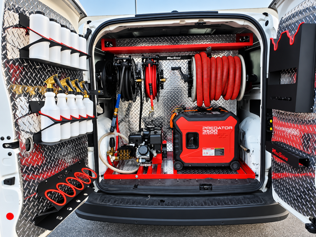 Mobile detailing van with professional equipment
