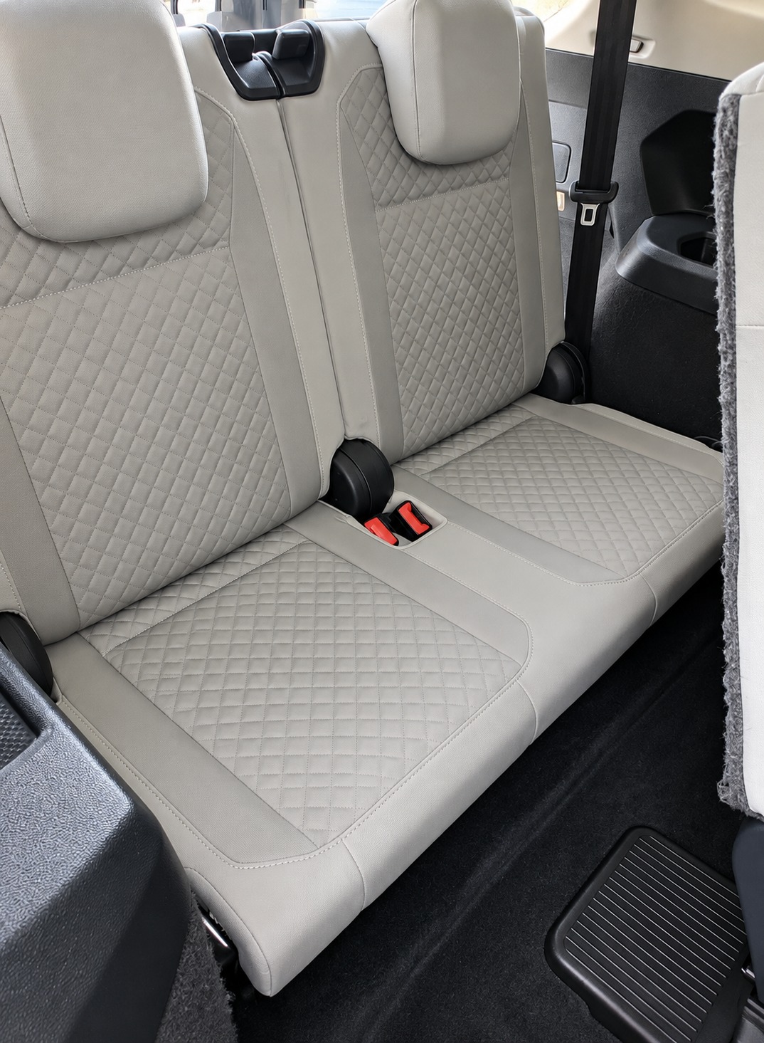 The same light patterned rear seats with refreshed upholstery after detailing